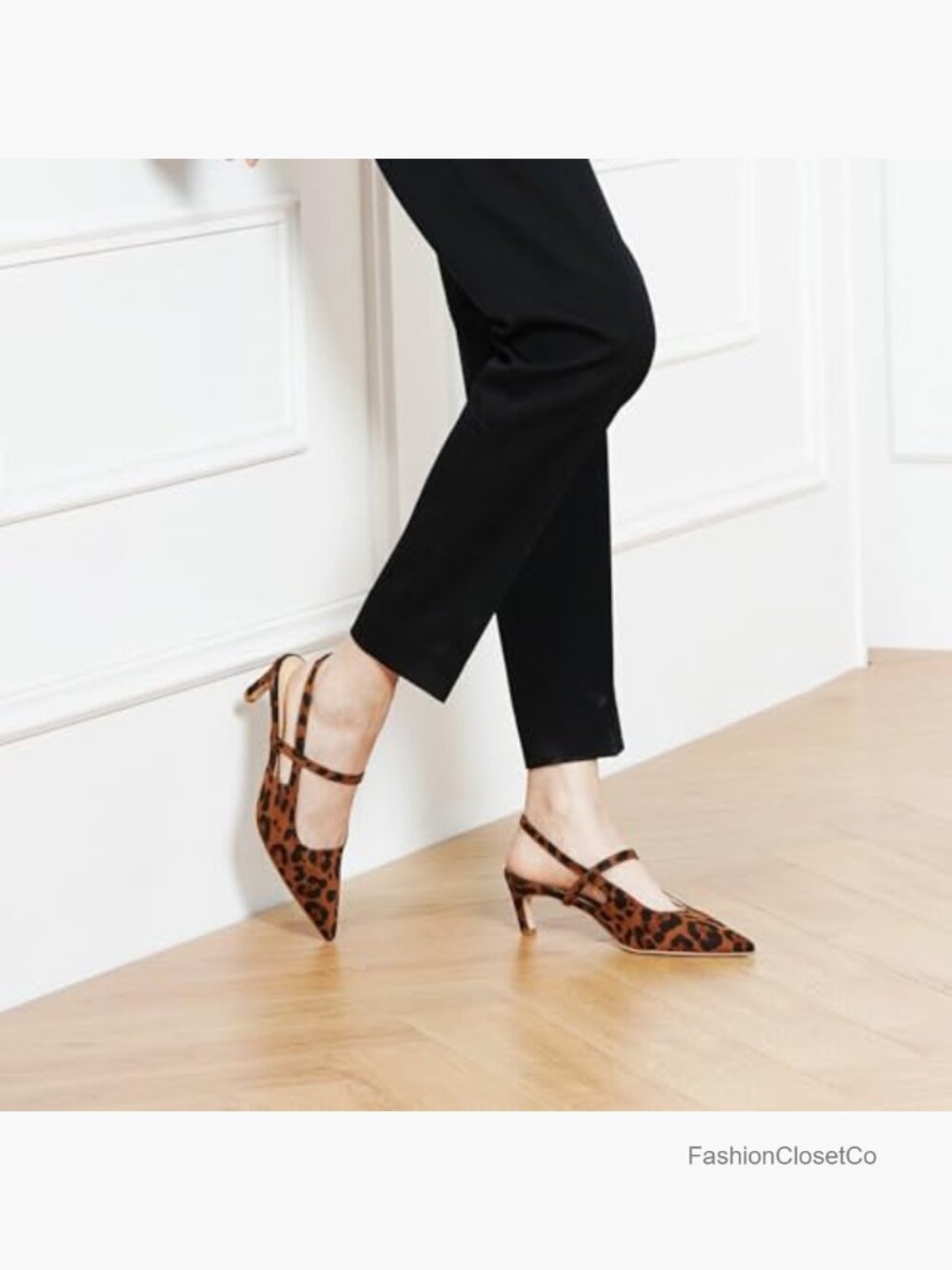 Slingback Kitten Heel Pumps - Pointed Toe Dress Shoes - Picture 2 of 6